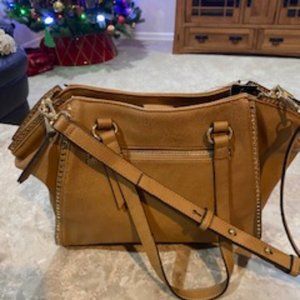 INC International Concepts- Synthetic Studded Satchel Shoulder Handbag Honey New